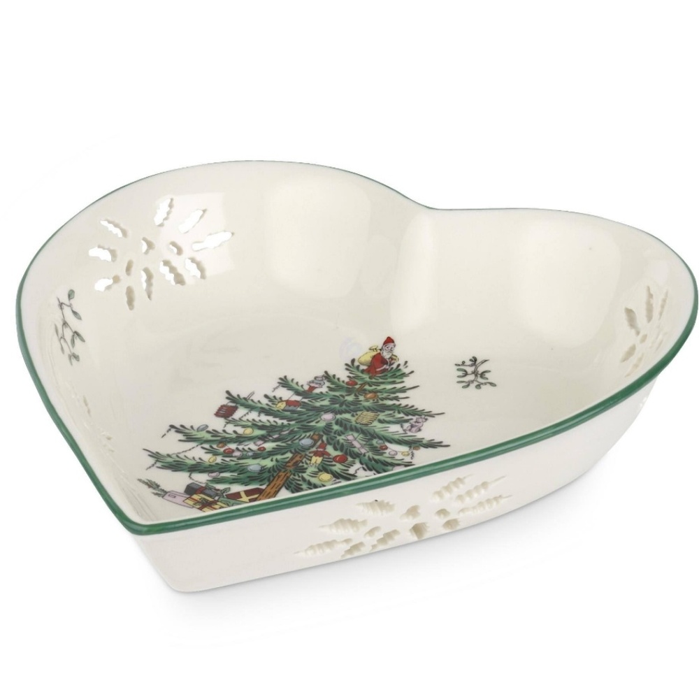 Spode pierced heart Christmas tree dish - Picture 2 of 7